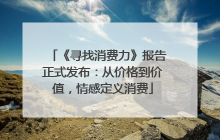《寻找消费力》报告正式发布：从价格到价值，情感定义消费
