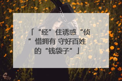 “经”住诱惑“侦”惜拥有 守好百姓的“钱袋子”