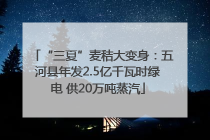 “三夏”麦秸大变身：五河县年发2.5亿千瓦时绿电 供20万吨蒸汽