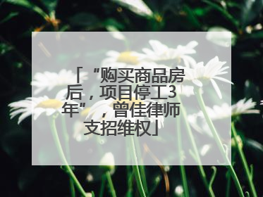 “购买商品房后，项目停工3年”，曾佳律师支招维权