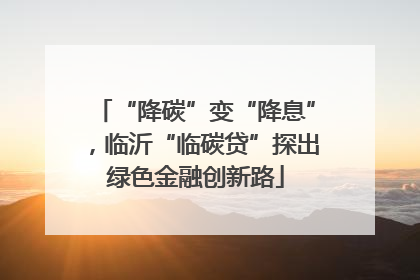 “降碳”变“降息”，临沂“临碳贷”探出绿色金融创新路