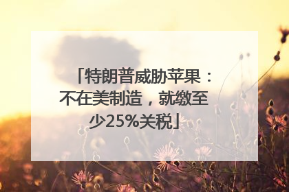 特朗普威胁苹果：不在美制造，就缴至少25%关税