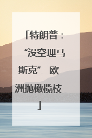 特朗普：“没空理马斯克” 欧洲抛橄榄枝