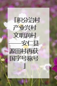积分治村 产业兴村 文明润村——安仁县源田村再获国字号称号