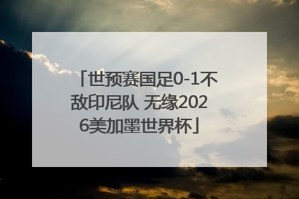 世预赛国足0-1不敌印尼队 无缘2026美加墨世界杯