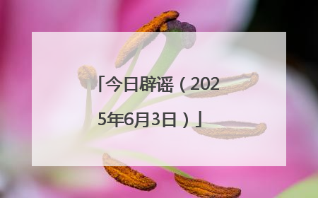 今日辟谣（2025年6月3日）