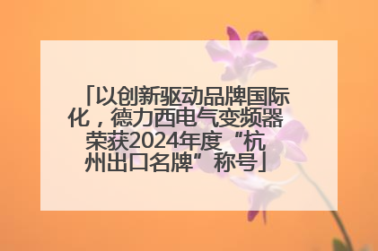 以创新驱动品牌国际化，德力西电气变频器荣获2024年度“杭州出口名牌”称号