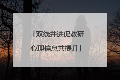 双线并进促教研 心理信息共提升