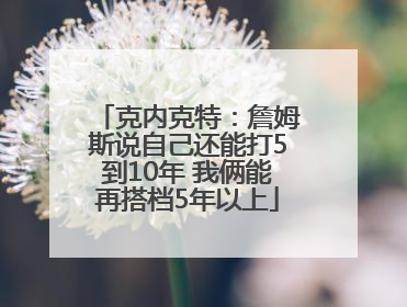 克内克特：詹姆斯说自己还能打5到10年 我俩能再搭档5年以上