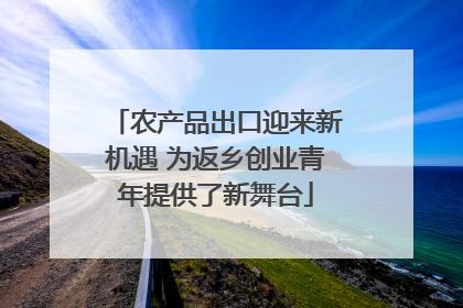 农产品出口迎来新机遇 为返乡创业青年提供了新舞台