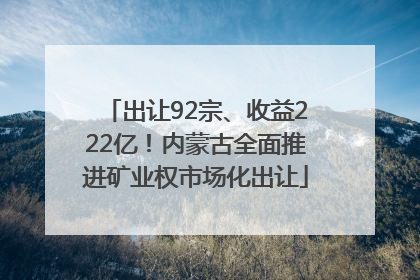 出让92宗、收益222亿！内蒙古全面推进矿业权市场化出让