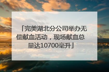 完美湖北分公司举办无偿献血活动，现场献血总量达10700毫升