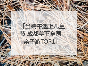 当端午遇上儿童节 成都拿下全国亲子游TOP1