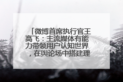 微博首席执行官王高飞：主流媒体有能力带领用户认知世界，在舆论场中搭建理性的讨论空间