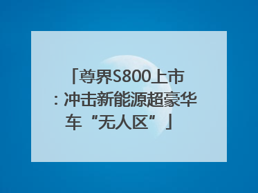 尊界S800上市：冲击新能源超豪华车“无人区”