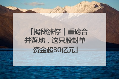 揭秘涨停｜重磅合并落地，这只股封单资金超30亿元
