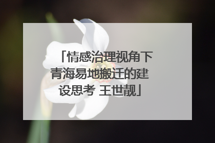 情感治理视角下青海易地搬迁的建设思考 王世靓