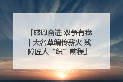 感恩奋进 双争有我｜大名草编传薪火 残障匠人“织”前程