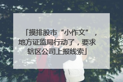 摸排股市“小作文”，地方证监局行动了，要求辖区公司上报线索