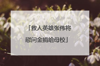 救人英雄张伟将慰问金捐给母校