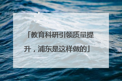 教育科研引领质量提升，浦东是这样做的