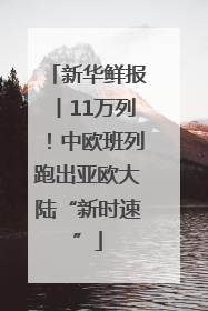新华鲜报丨11万列！中欧班列跑出亚欧大陆“新时速”