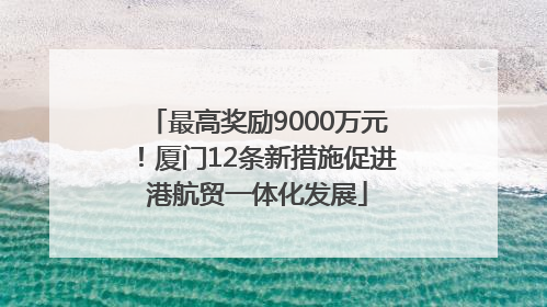 最高奖励9000万元！厦门12条新措施促进港航贸一体化发展