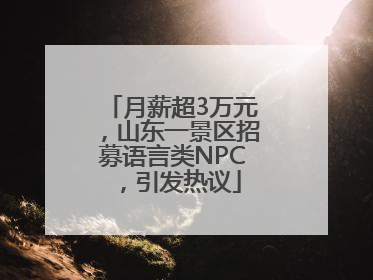 月薪超3万元，山东一景区招募语言类NPC，引发热议