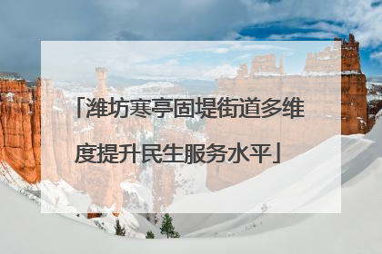 潍坊寒亭固堤街道多维度提升民生服务水平