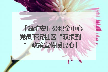 潍坊安丘公积金中心党员下沉社区“双报到” 政策宣传暖民心