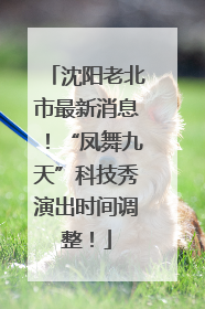 沈阳老北市最新消息！“凤舞九天”科技秀演出时间调整！