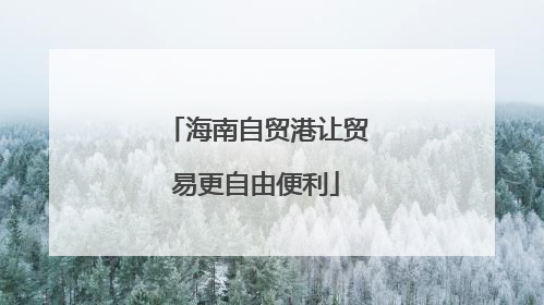 海南自贸港让贸易更自由便利