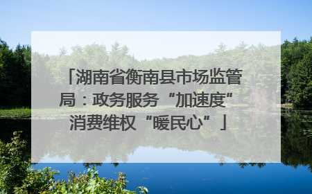 湖南省衡南县市场监管局：政务服务“加速度” 消费维权“暖民心”