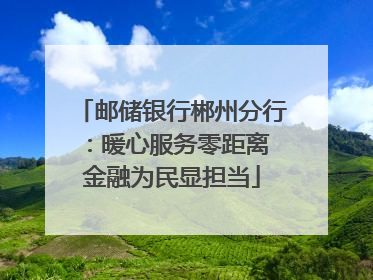 邮储银行郴州分行：暖心服务零距离 金融为民显担当