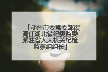 鄂州市委常委邹霞调任湖北省纪委监委派驻省人大机关纪检监察组组长