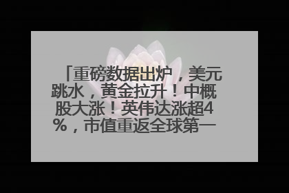 重磅数据出炉，美元跳水，黄金拉升！中概股大涨！英伟达涨超4%，市值重返全球第一！黄仁勋计划出售至多600万股股票