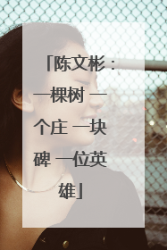 陈文彬：一棵树 一个庄 一块碑 一位英雄