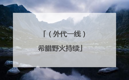 （外代一线）希腊野火持续