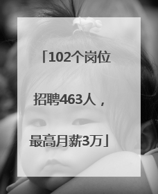 102个岗位招聘463人，最高月薪3万