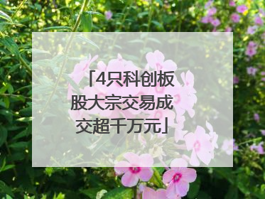 4只科创板股大宗交易成交超千万元
